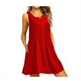 thumbnail image 1 of Nouvelle Robe Plissée Décontractée à Manches Courtes et Col Rond pour Femmes, Robe Ample Sans Manches, Grande Taille, 1 of 2