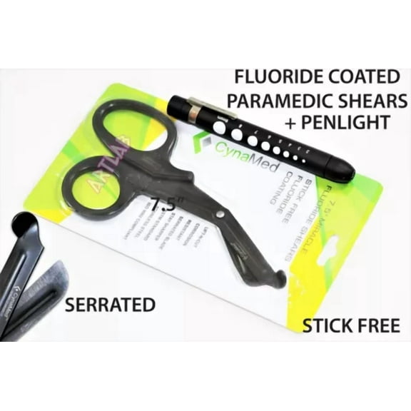 New Non-Stick 7.5" Emt Trauma Utility Bandage Scissors With 1 Reusable Penlight