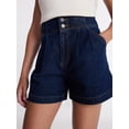 thumbnail image 5 of Time and Tru Women's High Rise Pleated Denim Shorts, 4.5" Inseam, Sizes 0-20, 5 of 6
