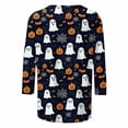thumbnail image 5 of Women Halloween Ghost Pumpkin Bat All Over Print Crew Neck 3/4 Sleeve Casual T-Shirt Black A 4XL, 5 of 5