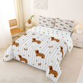 thumbnail image 2 of Homewish Pet Dachshund Queen Comforter Set,Kawaii Bowtie Comforter Sets Queen,Gray White Striped Decor,Polkadot Reversible,3 Pieces,1 Comforter and 2 Pillowcases, 2 of 7