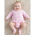 thumbnail image 5 of BemeyourBBs Toddler Baby Girl Swimsuit Newborn Infant Bathing Suit One-Piece Swimsuits Flower Striped Rash Guard Long Sleeve Zipper Swimwear Summer Beach Wear, 5 of 9