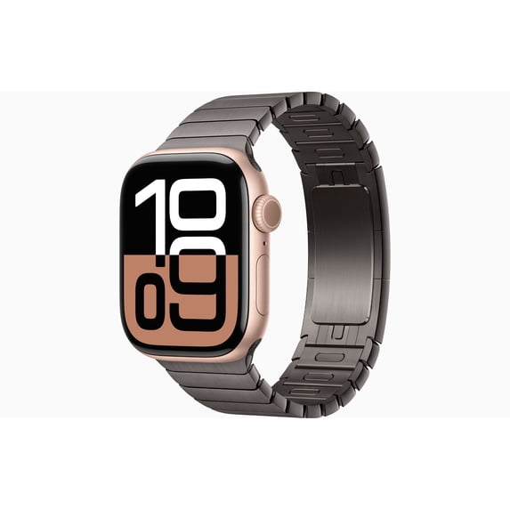 Restored Apple Watch Series 10 GPS + Cellular 42MM Rose Gold Aluminium Case with Stainless Steel Slate Link Bracelet (Refurbished)