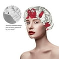 thumbnail image 4 of Kdxio Leaves And Anemone Print Shower Cap for Women,Elastic and Reusable,Double Waterproof Layers Bathing Hat, 4 of 9