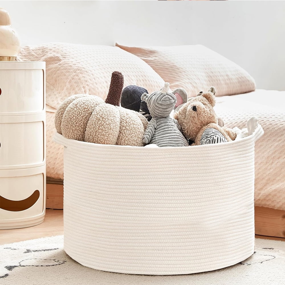 Walmart Extra Big Natural Cotton Rope Basket with Handles Oversized Woven Blanket and Toy Storage Hamper 22 x14 Walmart