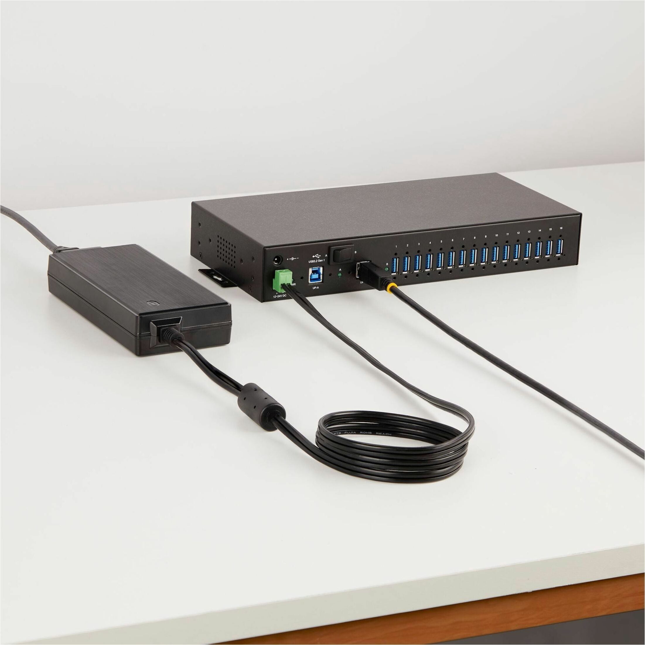 StarTech 16-Port Industrial USB 5Gbps Hub with Power Adapter