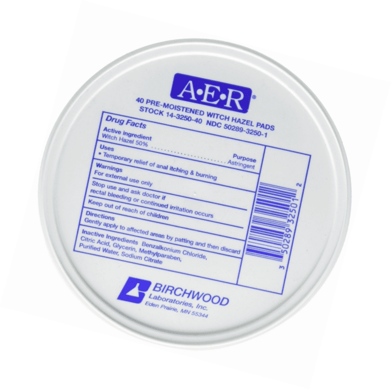 Birchwood A.E.R Witch Hazel Towelette Pads, 14-3250-40, 40 Count
