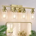 thumbnail image 2 of 4 Light Bathroom Light Fixtures, Brass Vanity Lights for Bathroom with Clear Glass Shades, Modern Bathroom Wall Sconces for Mirror Living Room Cabinet, 2 of 6