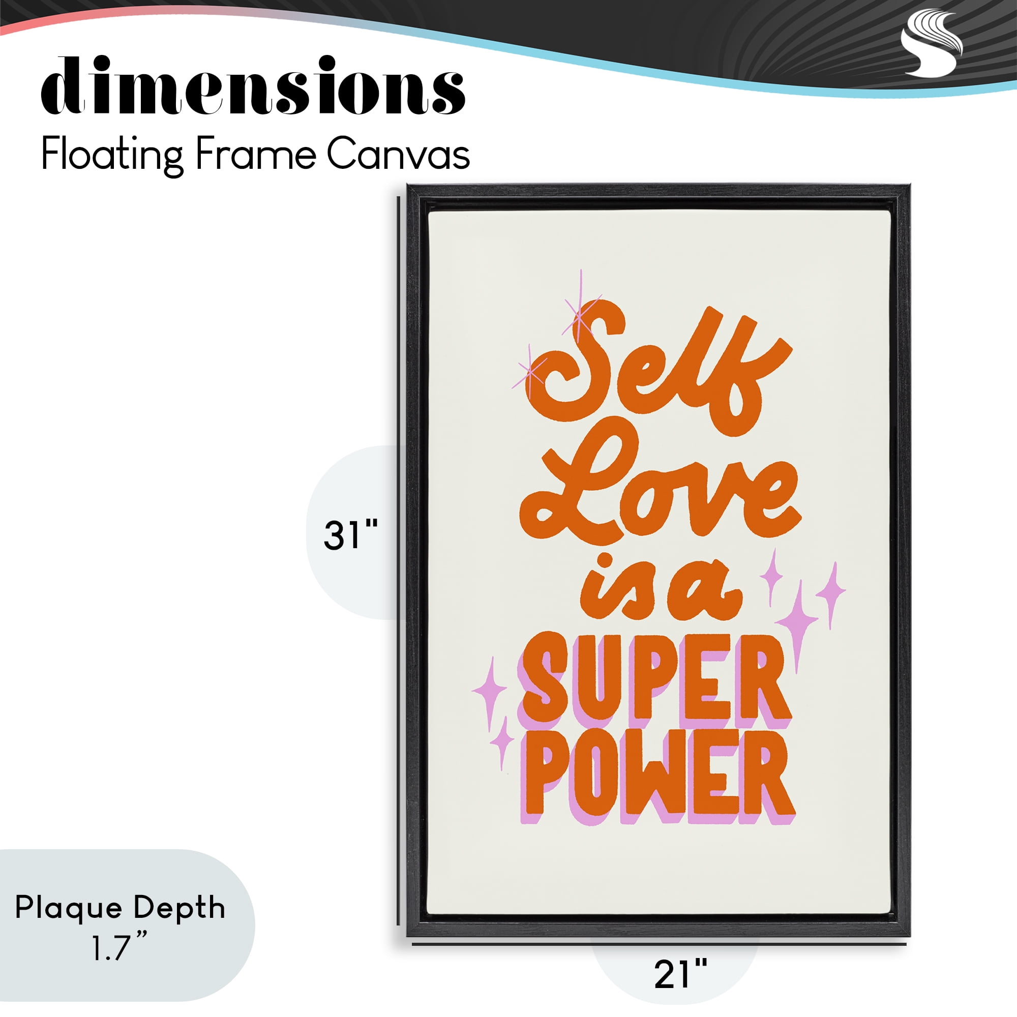 Stupell Industries Self Love Is Superpower Black Framed Floater Canvas Wall Art, design by Indira Prieto | IndySign