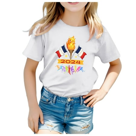 

WUXIAN Toddler Unisex Kids Print Tee Boy Girls Funny T Shirts Short Sleeve Round Neck Tops For 3 13Y Infants Baby Clothes Children Cute Dailywear