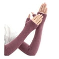 thumbnail image 5 of 1 Pair Fall Winter Gloves Fingerless Knitted High Elasticity Touchscreen Non-slip Elbow-Length Arm Warmers Arm Sleeves Keep Warm Windproof Cycling Wrist Covers, 5 of 8