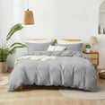 thumbnail image 1 of IR Imperial Rooms 3 PC Duvet Cover Set Plain Microfiber Button Closer Adult Silver Color Queen, 1 of 9