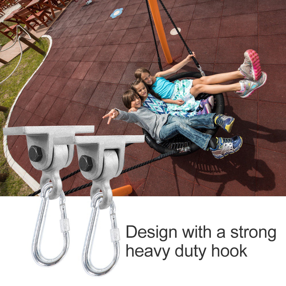 1 Pair Heavy Duty Swing Hangers Indoor Outdoor Swing Locking Snap Hooks Aluminum 