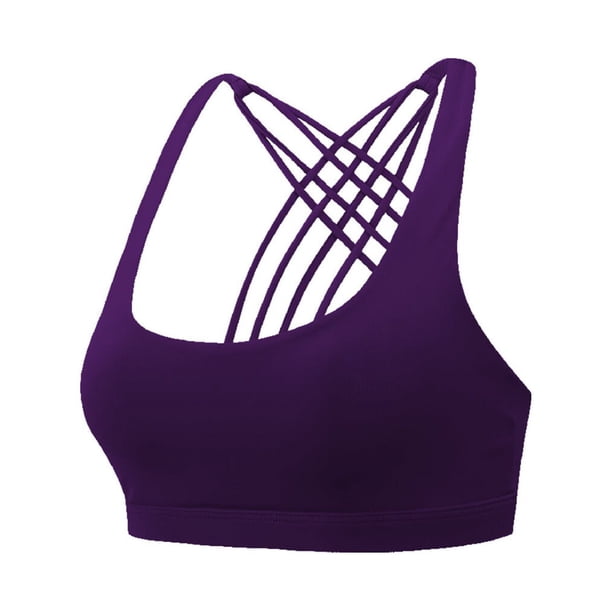Qarigey Sujetadores deportivos Elasticidad Fitness Sujetador Ejercicio Apasionado Deporte Prop Back Diseño único Seamless Dark Purple Type2 NO2