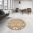 thumbnail image 4 of Ahgly Company Machine Washable Indoor Square Abstract Bronze Brown Area Rugs, 7' Square, 4 of 7