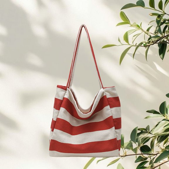Cadorn Knit Shoulder Bag for Women Striped Print Simple Versatile Casual Stylish Tote for Daily Use Commute Shopping and Travel