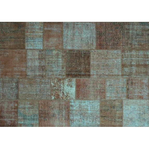 Ahgly Company Indoor Rectangle Patchwork Light Blue Transitional Area Rugs, 8' x 12'