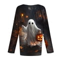 thumbnail image 6 of thefmos Women's Round Neck Halloween Print Top Long Sleeve Solid Color Casual Pullover Fashion Fall Winter Outfit, Multicolor S, 6 of 6