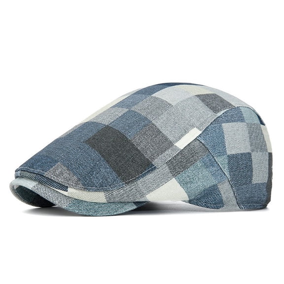 Men Women Cotton Colorful Plaids Checked Flat Hat Golf Duckbill Cap Daily Outdoor Wear