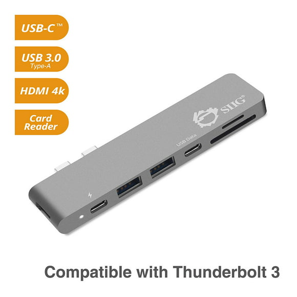 SIIG Thunderbolt 3 USB-C Hub HDMI avec Lecteur de Carte et Adaptateur PD - Gris Sidéral