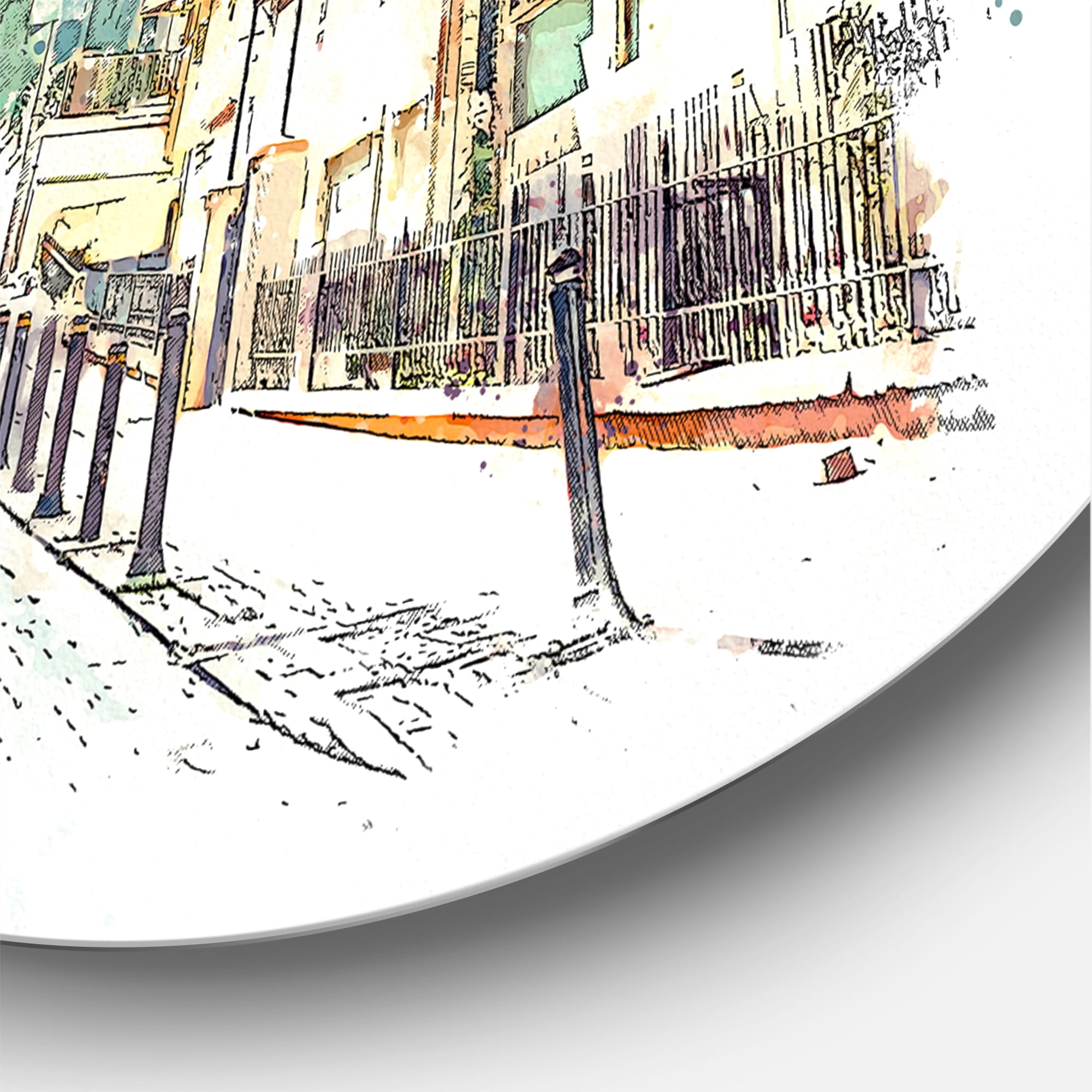 Designart 'Traditional Street In City Istanbul' Traditional Circle Metal Wall Art 11x11 - Disc of 11