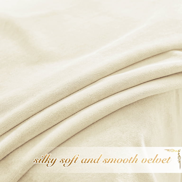 NICETOWN Velvet Blackout Curtains 52x96 Ivory 2-Pack photo 5