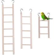 LQCrafK Wooden Bird Ladder for Cage, Bird Parrot Step Ladders Toys, Cage Hanging Pet Cage Ladders Climbing Ladder for Parakeets, Parrots, Cockatoo, Lovebirds, 4 Steps (7.87inch)
