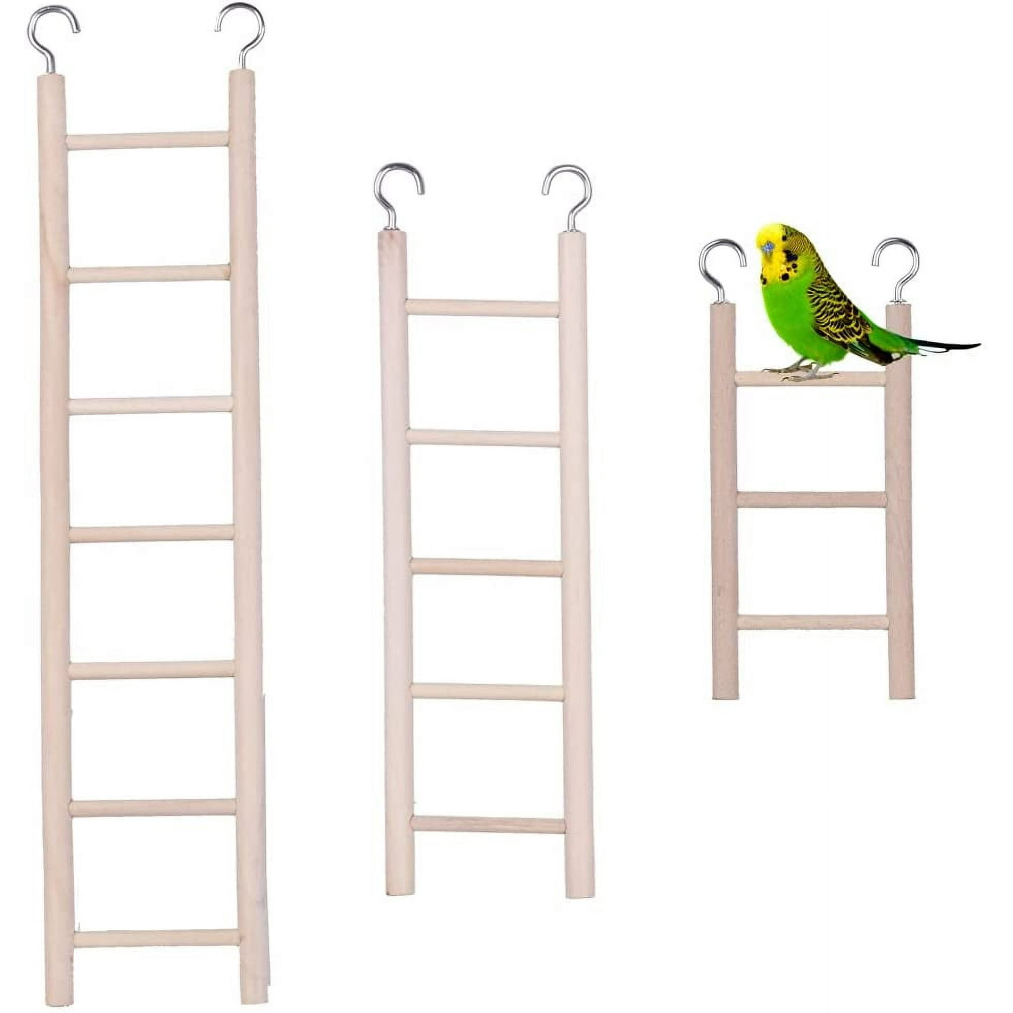 LQCrafK Wooden Bird Ladder for Cage, Bird Parrot Step Ladders Toys, Cage Hanging Pet Cage Ladders Climbing Ladder for Parakeets, Parrots, Cockatoo, Lovebirds, 4 Steps (7.87inch)