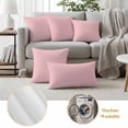 thumbnail image 3 of Pink Outdoor Pillow Covers, Waterproof Decorative Throw Pillowcases Set of 2, Farmhouse Pink Decor Couch Cushion Cases with Zipper for Outside Patio Garden Sofa 20"x12", 3 of 9