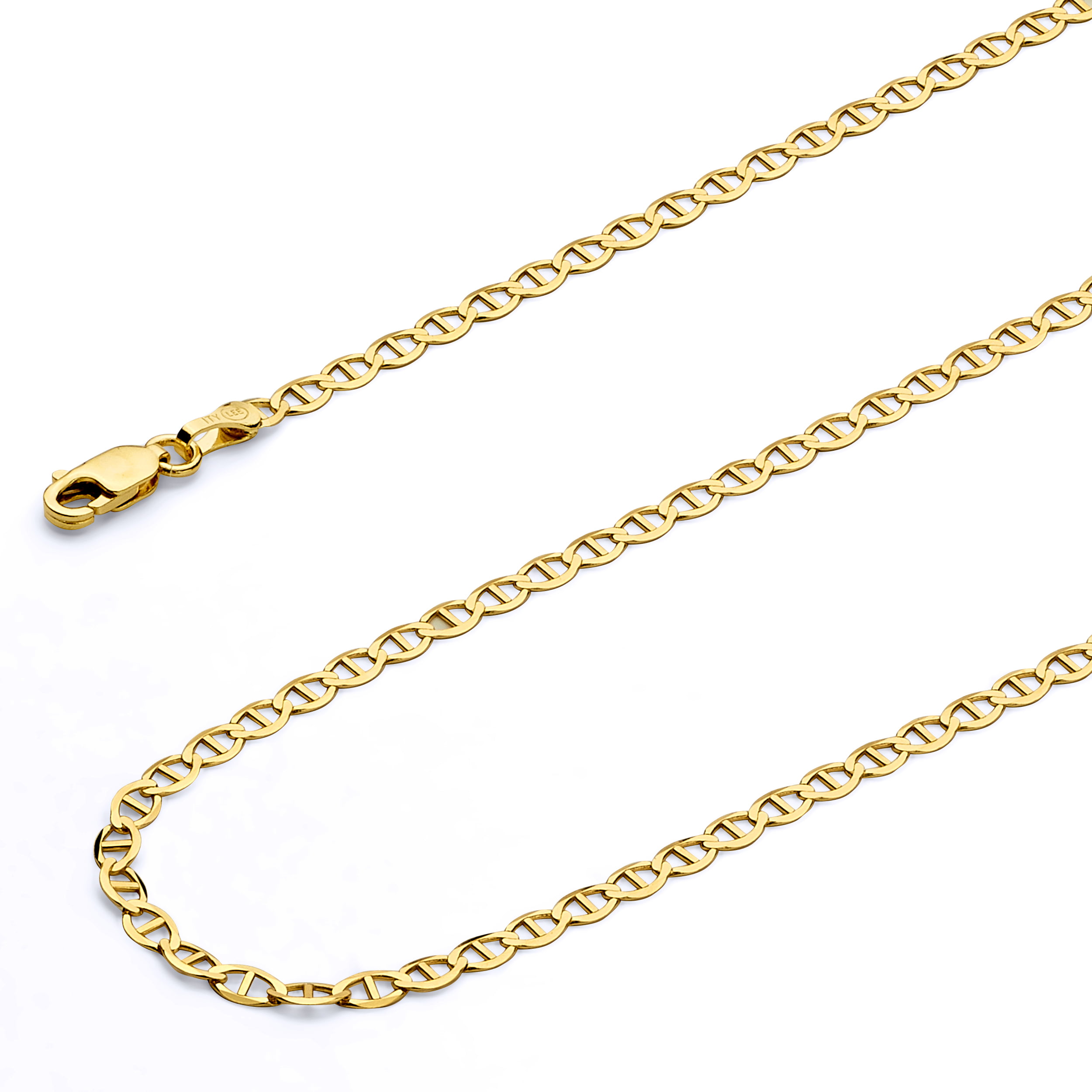 Wellingsale 14k Yellow Gold Polished 2.6mm Figaro 3+1 HOLLOW Chain Necklace with Lobster Claw Clasp