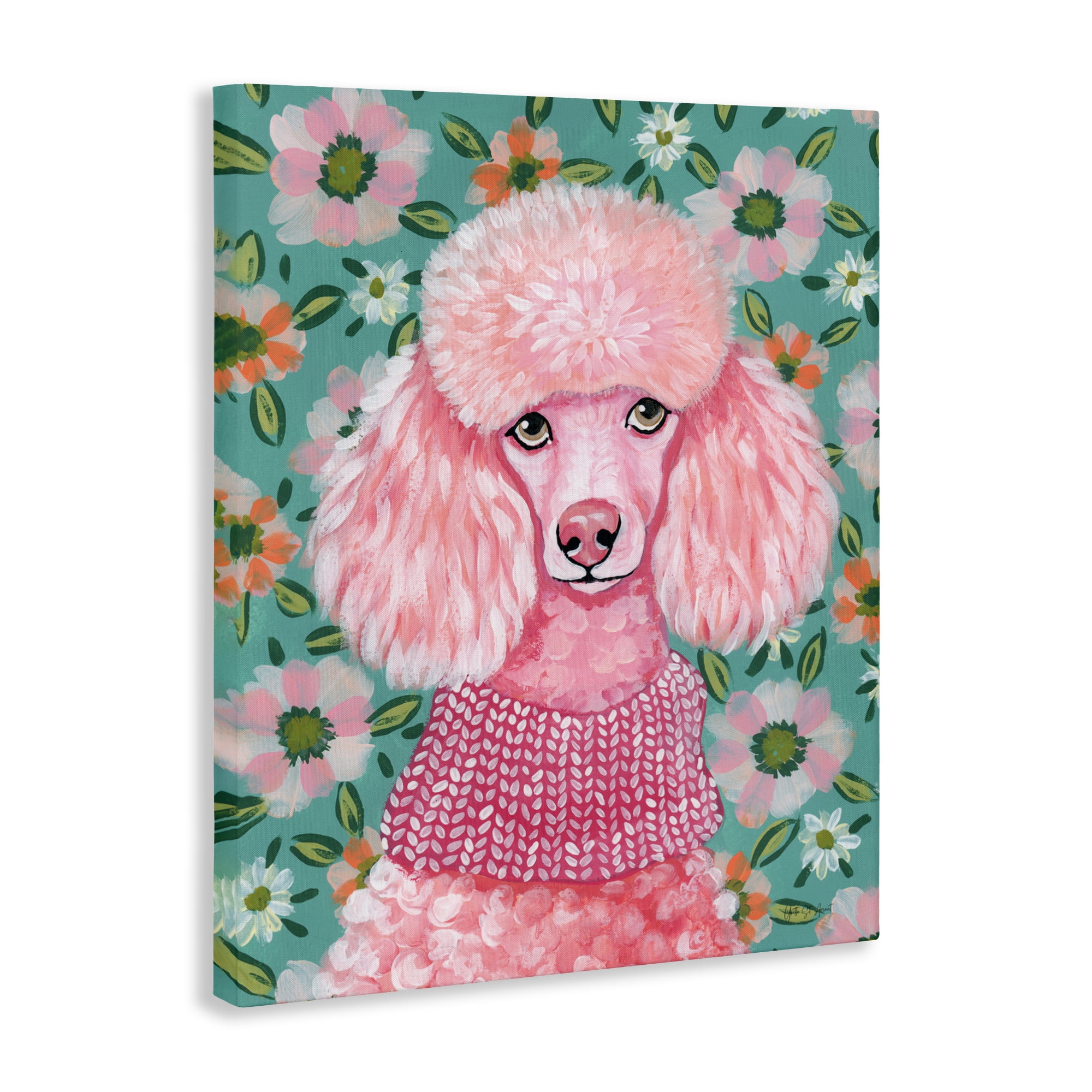 Stupell Industries Floral Poodle In Pink Canvas Wall Art, design by Yvette St. Amant