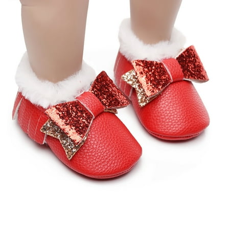 

Hunpta Infant Baby Girls Soft Plush Snow Boots Bowknot Warm Cotton First Walkers Shoes