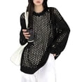 thumbnail image 3 of HBFAGFB Chemises à Manches Longues pour Femmes Chandail Col Rond en Maille Haut Tendance Blouse Noire Taille Unique, 3 of 5