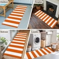 thumbnail image 6 of Burnt Orange Striped Large Area Rugs for Bedroom Living Room, Soft Non Slip Carpet Bedside Rug, Thanksgiving Orange White Stripes Rectangular Floor Cover Kitchen Accent Rug 2'x6' for Office, 6 of 9