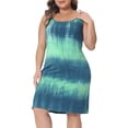 thumbnail image 2 of DARING DIVA Women's Plus Size Tie Dye Sleeveless Sundress Tank Dress 1X Blue Green, 2 of 6