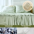 thumbnail image 3 of Queen Sheets, 100% Viscose Made from Bamboo Sheet Set, Cooling, Head Foot Tags with 16” Deep Pocket, Luxuriously Soft 4 Piece Bed Sheet Set (Sea Mist, Queen), 3 of 7
