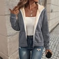 thumbnail image 2 of UDAUDU Women's Casual Full Zip Up Sherpa Lined Hoodie 2026 Fall Fashion Sweatshirt Jacket Winter Coat Dark Gray 2XL, 2 of 7