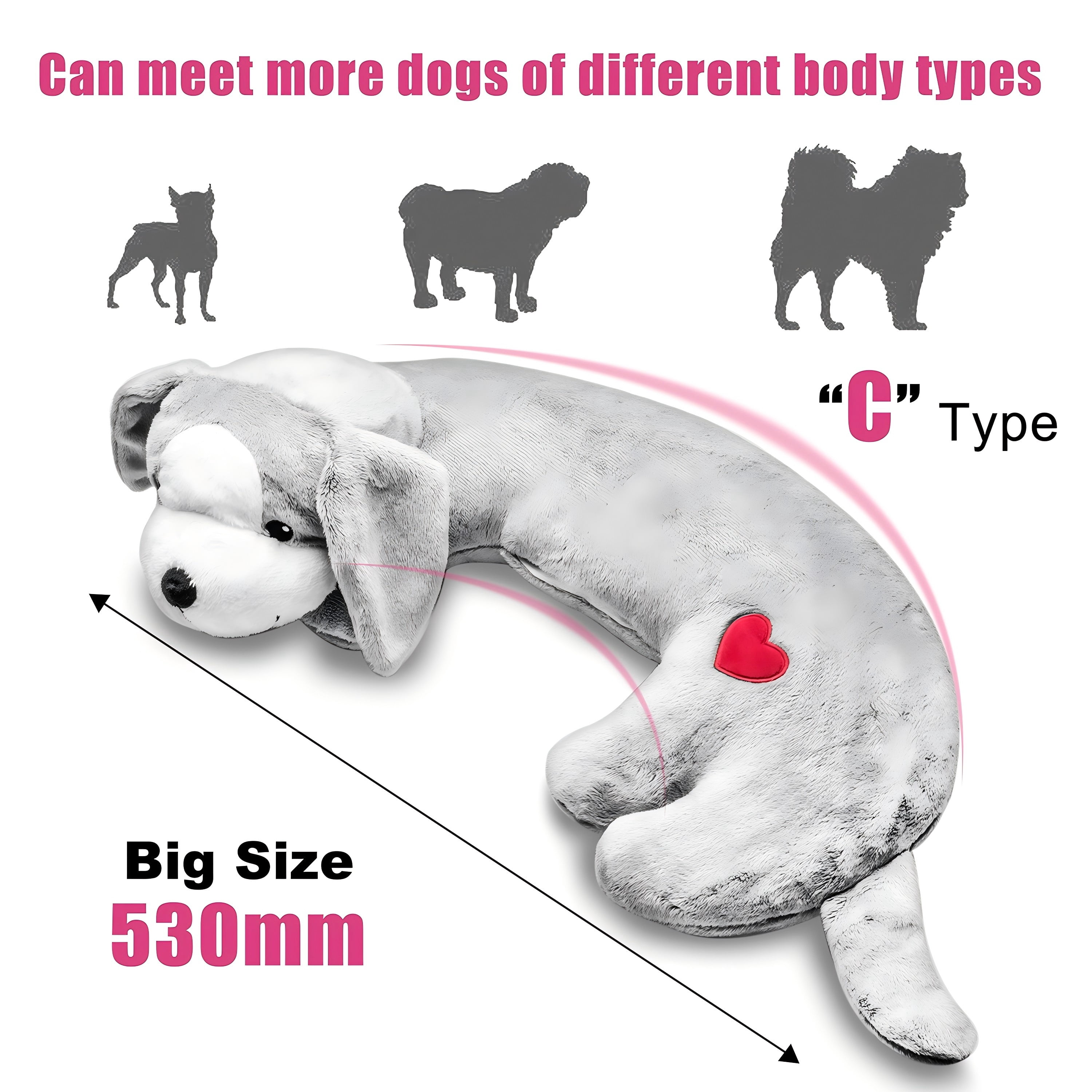 Hearbeat Toy for Dog Anxiety Relief Behavioral Training Aid Toy, Grey