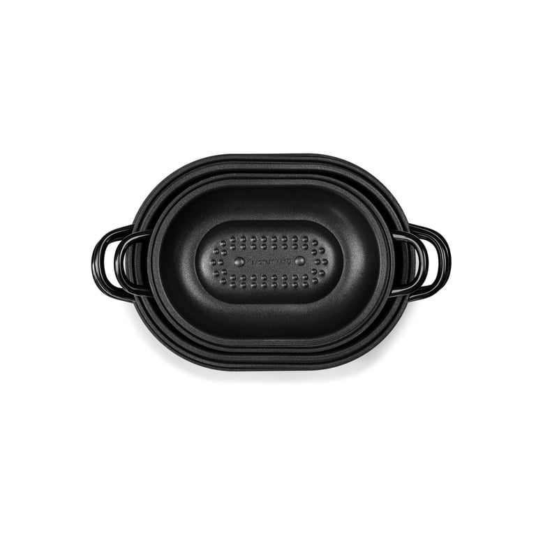 Moss & Stone 12-Inch Die Cast Aluminum Oval Roaster Pot With Glass Lid - 6 Quart, Induction Compatible, Nonstick