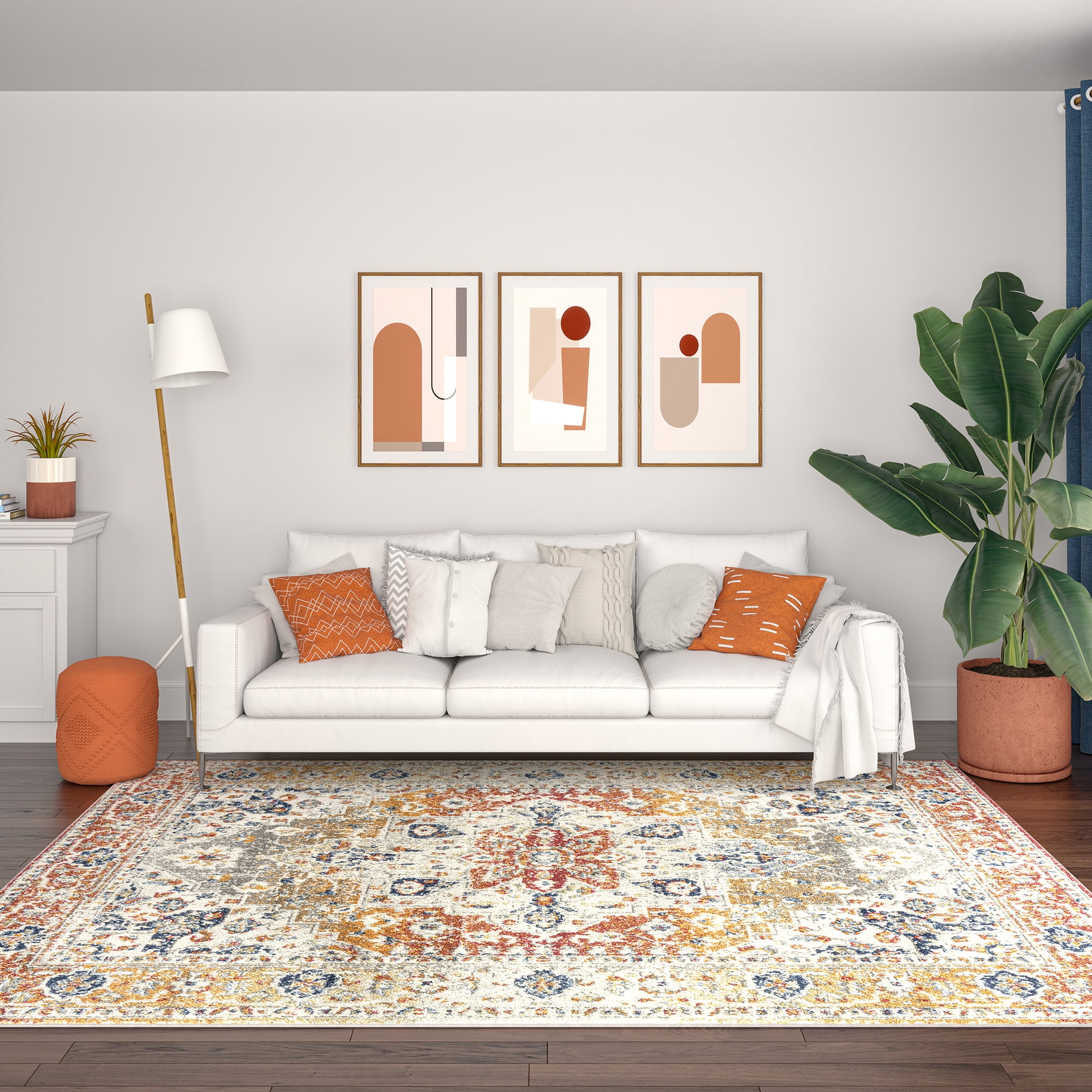 Chelsea Transitional Oriental 6'7'' x 9'3'' Multi and Blue Polypropylene Indoor Area Rug, 6.7' x 9'