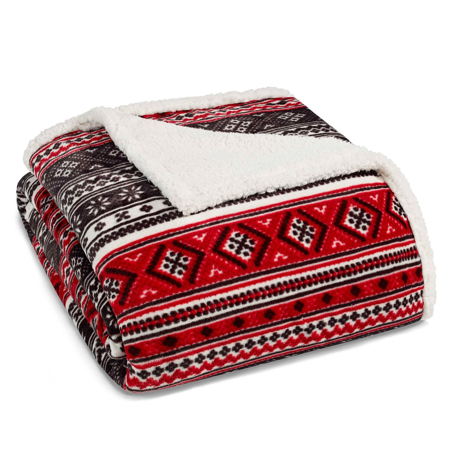 Classic Fair Isle Black Sherpa Blanket by Eddie Bauer