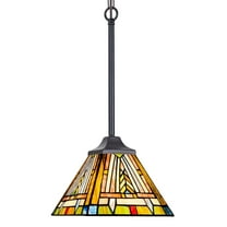 Tiffany 8'' Mini Pendant Light Fixtures Hanging Lamp 1 Light Mission Style Stained Glass Lamp Hanging Lights