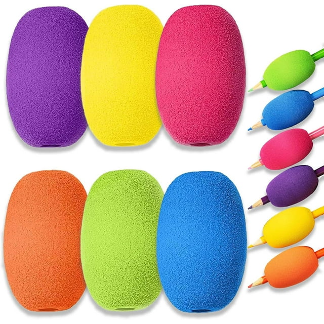 6 Pcs Poignées de Crayon, Poignée de Crayon en Forme d'Œuf, Support d'Écriture pour Stylo, Porte-Crayon en Forme d'Œuf, Poignées de Stylet en Mousse pour Enfants et Adultes