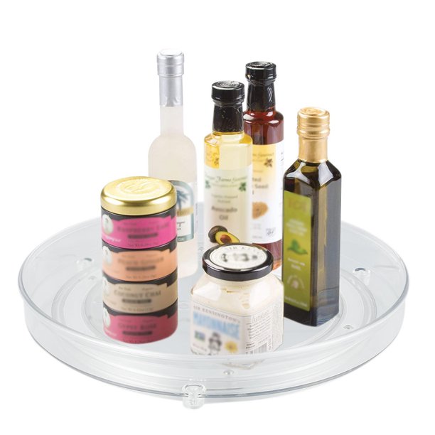 Muyoka Organizador de armario de plástico transparente de 9.2 in, organizador giratorio para especias, almacenamiento de cocina, organizador de maquillaje cosmético para despensa, encimera, nevera, to Muyoka Hogar
