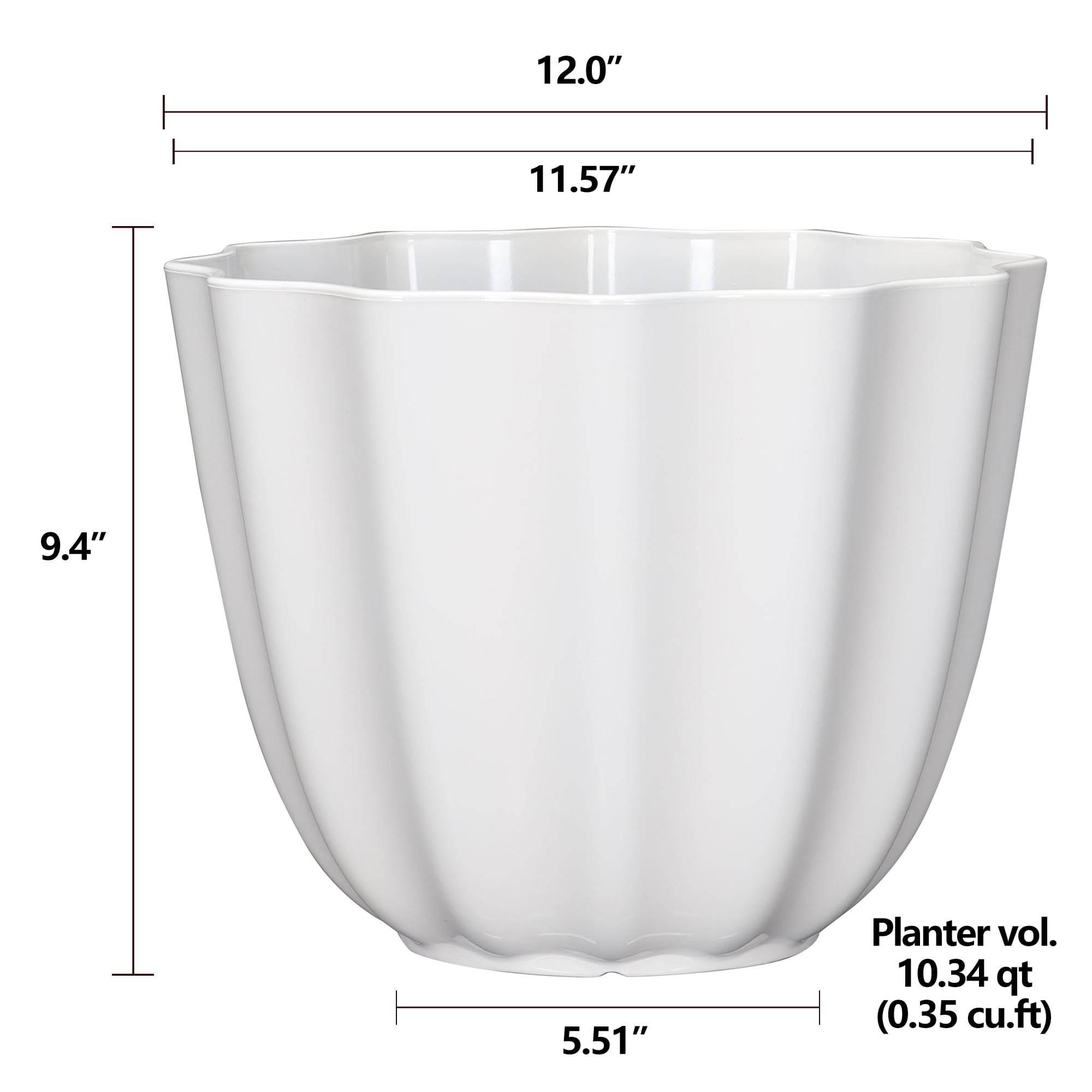 Mainstays Recycled Resin Planter 12x12x9.4 inches, Lightweight