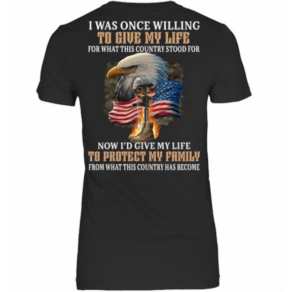 DailyMood I Was Once Willing To Give My Life Veteran Sacrifice Graphic T-Shirt Black
