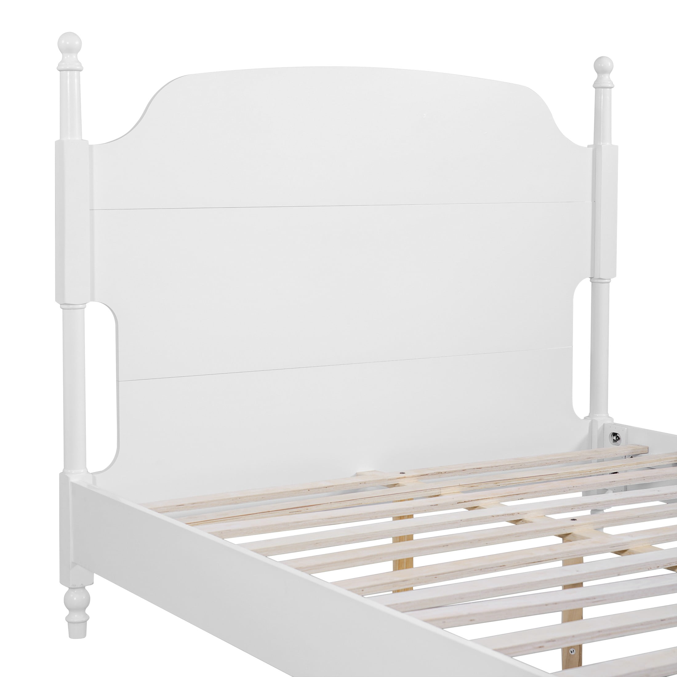 Christopher Knight Home Traditional Solid Wood Post Bed Frame with Arched Headboard, Queen, White