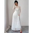 thumbnail image 4 of White Lace Ruched Long Sleeve Bodycon Maxi Dress For Evening Party, 4 of 30