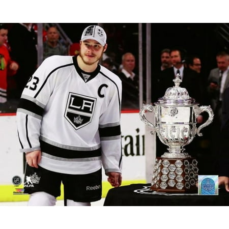 Stanley Cup Official Game - Dustin Brown with the Campbell Bowl after defeating the Chicago Blackhawks 5 to 4 in overtime of Game Seven to win the Western Conference Finals of the 2014 Stanley Cup Playoffs at United Center on Ju