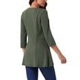 thumbnail image 3 of INSPIRE CHIC Blusas Básicas de Mujer Casual con Cuello en V y Manga 3/4 con Bolsillos, Corte Suelto, Talla L, Verde, 3 of 5